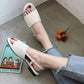 Flat Sandals Women's Summer Korean Fashion Straw Braided Buckle Open Toe Sandals All-match Student Sandals