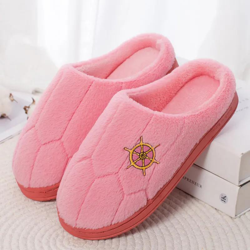 Winter Warm Cotton Slippers Women Men Home Shoes Simple Non-slip Indoor Slides Corduroy Couple Slipper Female Shoes