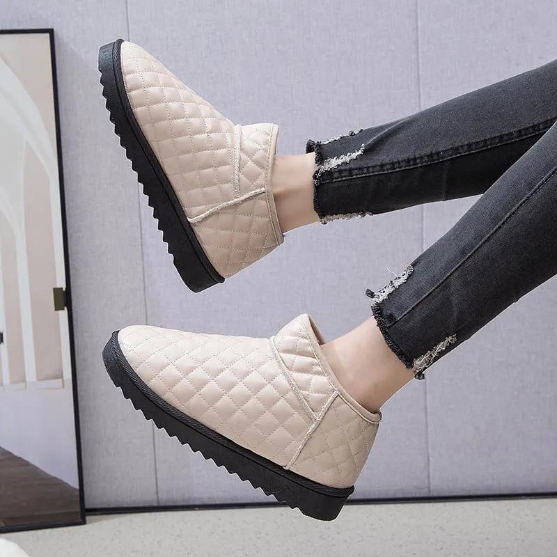 Snow Boots Women's Shoes Winter Mid-tube Women's Boots Cotton Shoes Plus Velvet Thickening Warm Flat Bottom Non-slip