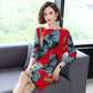 Floral Print  Knit Dress Women Long Sweaters Casual Long Sleeve Loose Pullover Soft Jumper Autumn Winter Knitted Sweaters Dress