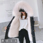 Women's   Faux Fur Lined Parka Long Hooded Parka Jacket with Detachable Liner Drawstring  Faux Fox Fur Coat with Faux Fur Collar Plus Size