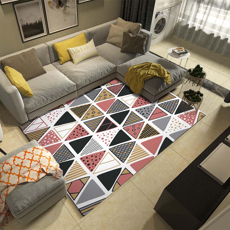 colorful Geometric Pattern Carpet Large Size Tea Table Rugs Carpets Rectangular