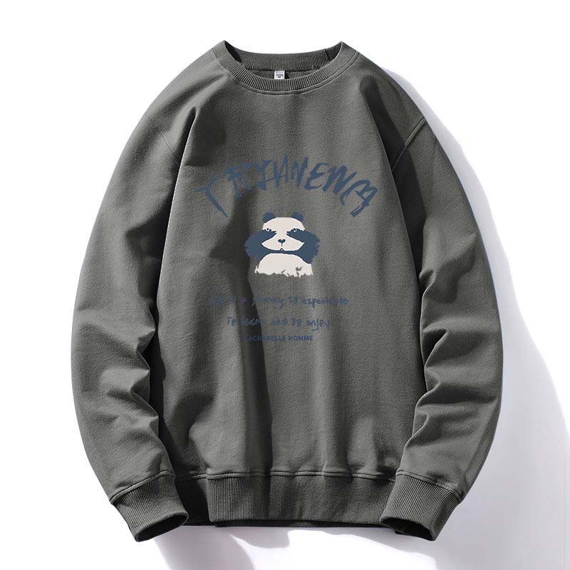 Autumn and Winter Youth Men's Round Neck Sweater Long-sleeved T-shirt Men Plus Velvet Jacket