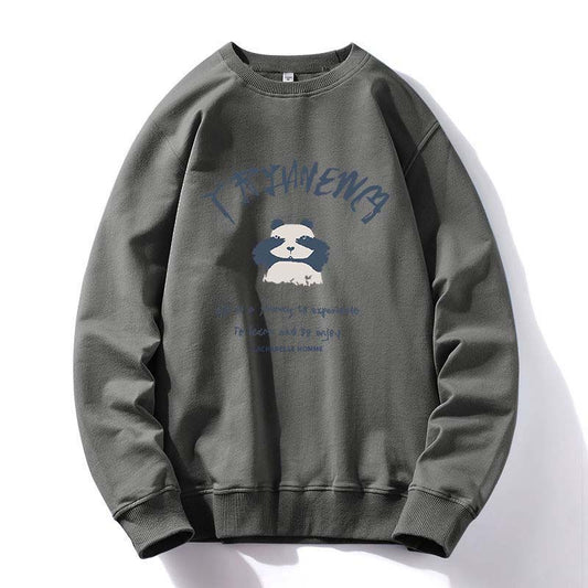 Autumn and Winter Youth Men's Round Neck Sweater Long-sleeved T-shirt Men Plus Velvet Jacket
