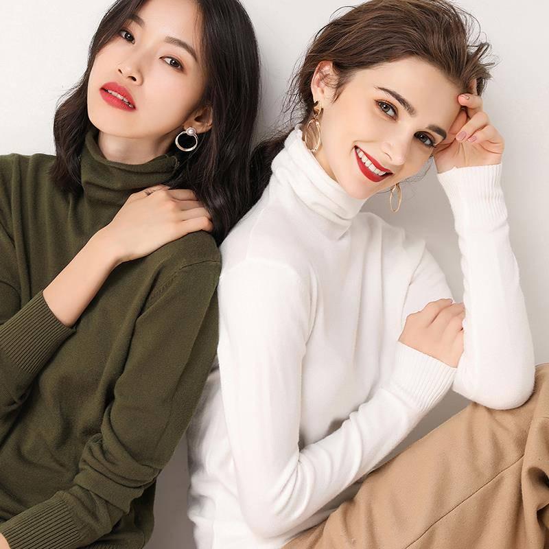 Turtleneck Slim Bottoming Sweater Long Sleeved Autumn Winter Solid Color Sweater Women