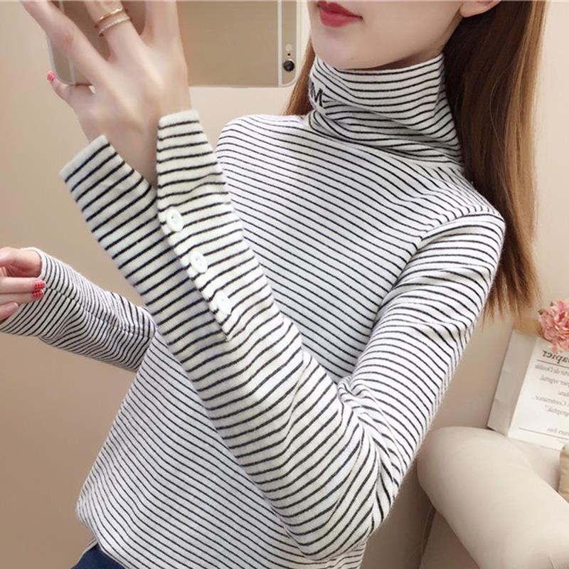 Striped Sweater Women's Long-sleeved Loose High-neck Bottoming Shirt