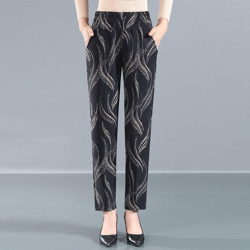 Women's Pants Middle-aged and Elderly Stretch Casual Pants Mother Pants Large Size Elastic High-waist Straight-leg Pants Elderly Women's Pants