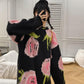 Women's Sweater Loose Outer Wear Autumn  Winter Casual Retro Jacquard Mid-length Pullover Knit Top
