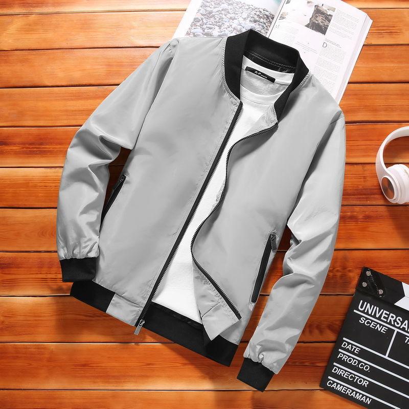 Spring and Autumn Thin Jacket Men's Simple Solid Color Stand-up Collar Short Top Men's Casual Handsome Jacket