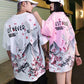 Couples T-shirts Hip Hop Trendy Chinese Style Mountain Bird Print Tees Summer Ladies O-neck Short Sleeve Casual Shirts Men Clothing