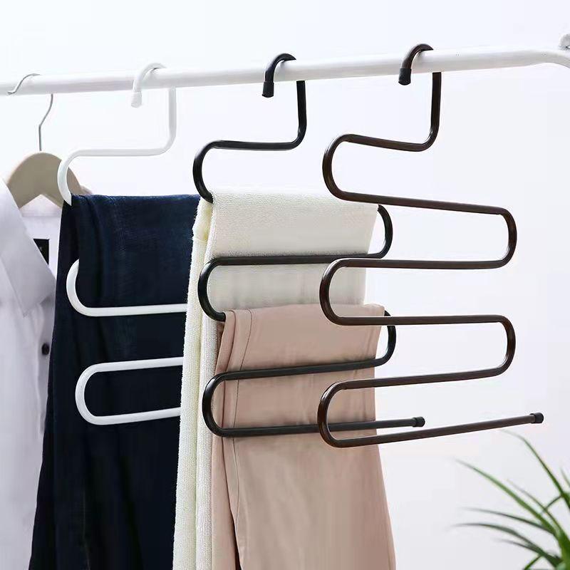 2PCS Household Multi-layer Pants Clip Magic Pants Rack Stainless Steel Multifunctional Wardrobe Pants Wrought Iron Clothes Hanger Bold Tie Towel Rack