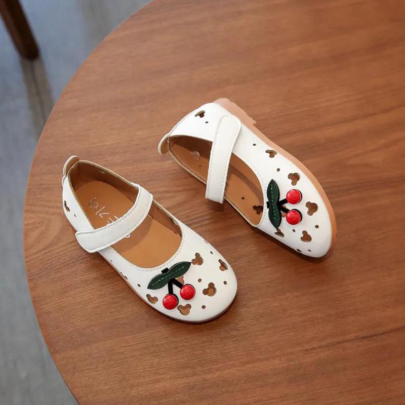 Spring Summer and Autumn Girls' Leather Shoes Princess Shoes Student Peas Shoes Children's Hollow Single Shoes