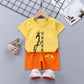 Children's Short Sleeve Suit Korean Style Boys and Girls Set Printing T-shirt + Shorts Two Piece Set