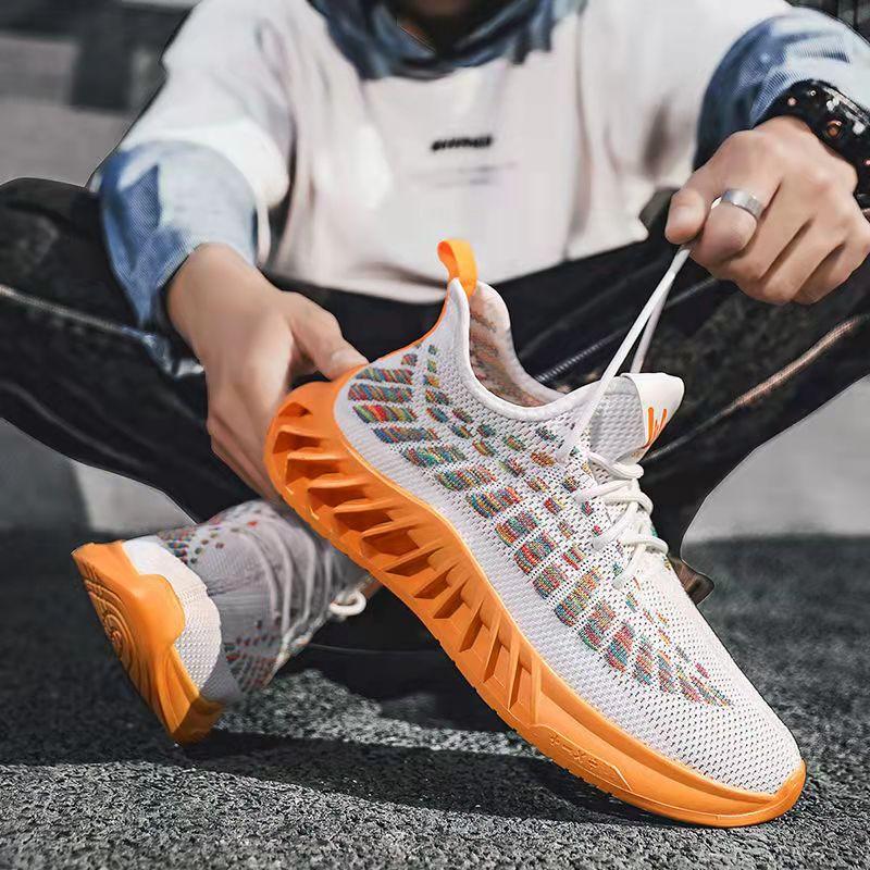 Spring Summer Men's Shoes Sports Casual Shoes Korean Version Deodorant Breathable Thin Mesh Flying Knit Shoes Coconut Shoes