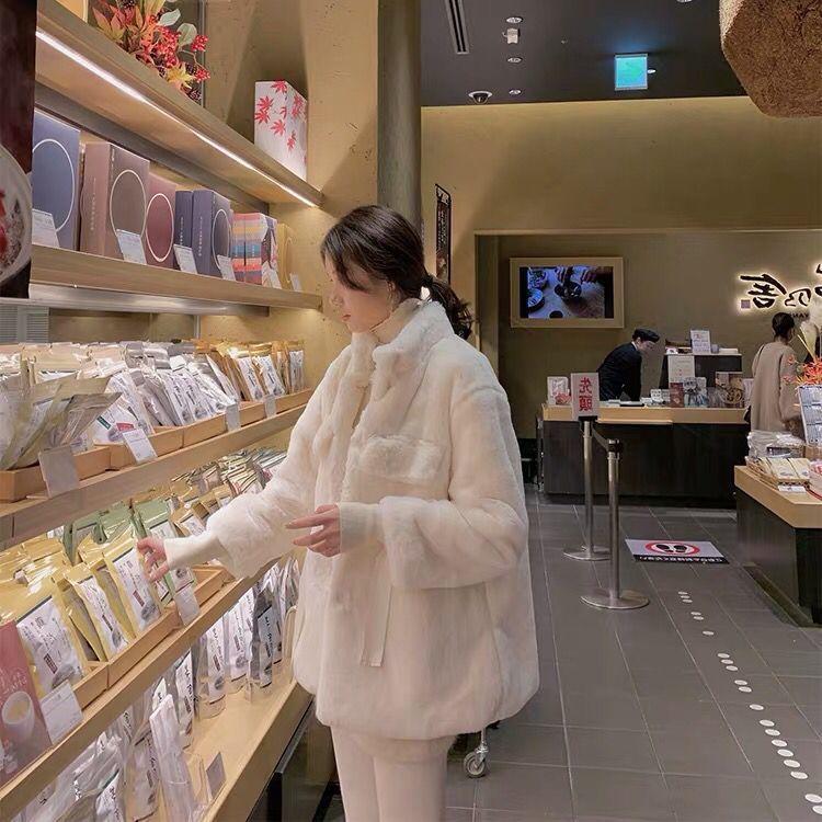 Winter Fur Coat Women's Mid-length Thickened Warmth Imitation Rabbit Fur Plush Loose Coat Women