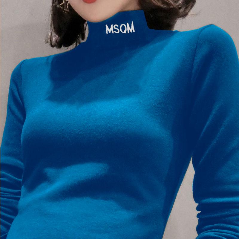 Pofulove Plus Velvet Turtleneck Bottom Shirt Winter Long Sleeve Warm Cotton Korean Slim Fit