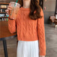Female Fall Winter Pullover Plus Size Long Sleeve O-neck Loose Twist Weaving Print Office Sweater