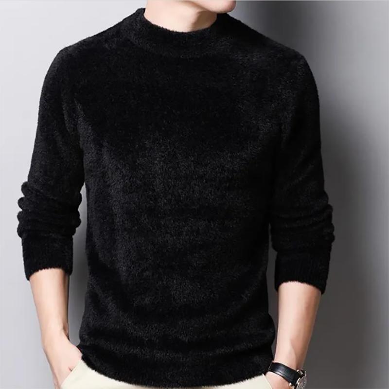Men's Sweater Autumn Youth Thick Pure Color Korean Casual Knitted Pullover Long-sleeved Half-high Collar Base Sweatershirts