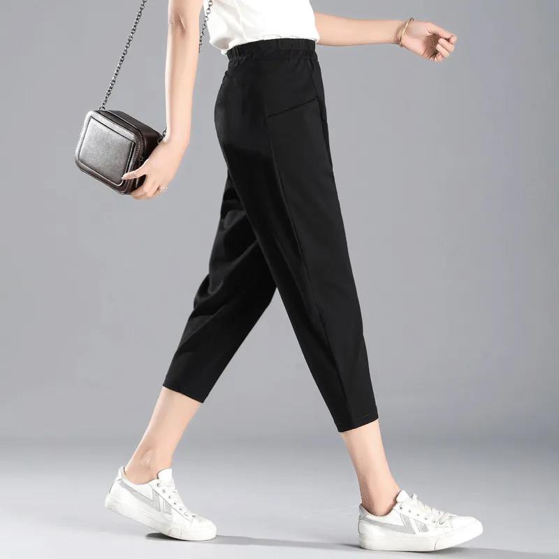Harem Pants Women's Summer Loose Large Size Casual Nine-point Cropped Trousers Thin Section Small Feet Carrot Pants