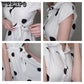 Summer Women Big Dot Printing Shirt Dress OL Style Knee-length A-line Dress with Belt Plus Size S-3XL
