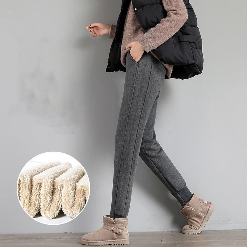 Plush Thickened Sweatpants Women's Winter Loose Guard PANTS LEGGINGS Women's Pants Lamb Cashmere Pants Outer Cotton Pants Autumn and Winter Women