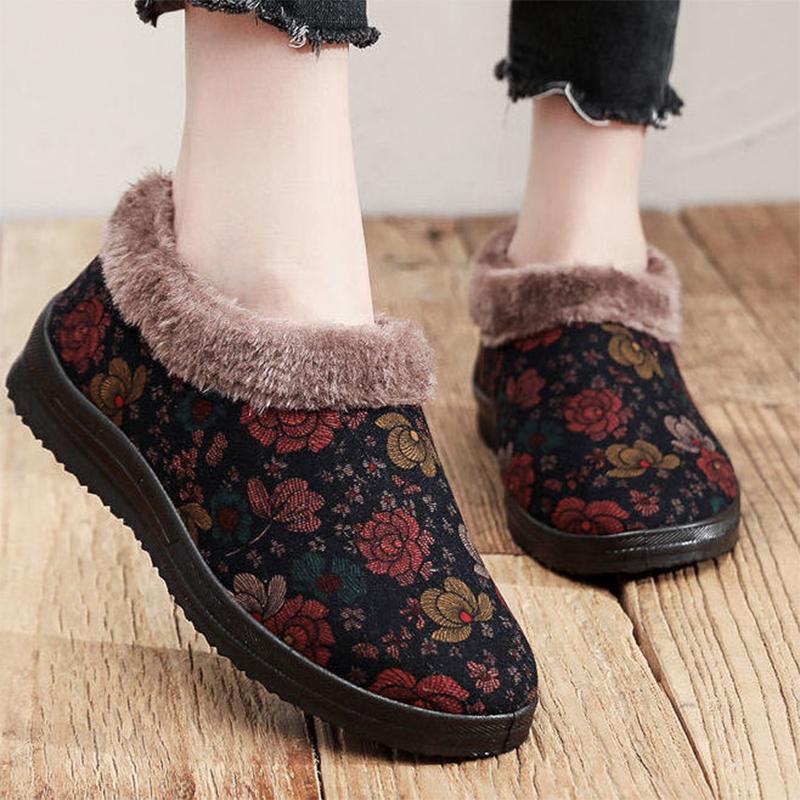 Winter Women's Cotton Shoes Non-slip Warm Shoes Elderly Cotton Shoes Women Winter Plus Velvet, Comfortable Soft Sole