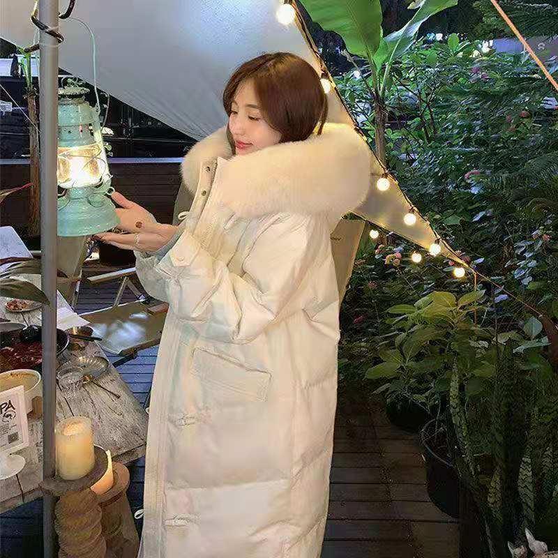 Good Quality Winter Cotton-padded Jacket Women's Mid-length Down Padded Jacket Thickened Warmth Over The Knee Large Fur Collar Padded Jacket