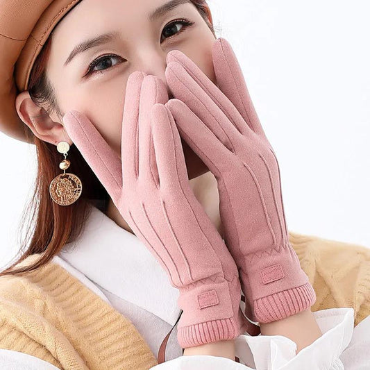 Cotton Gloves Ladies Velvet Thick Riding Warm Gloves Sports Elastic Elastic Gloves