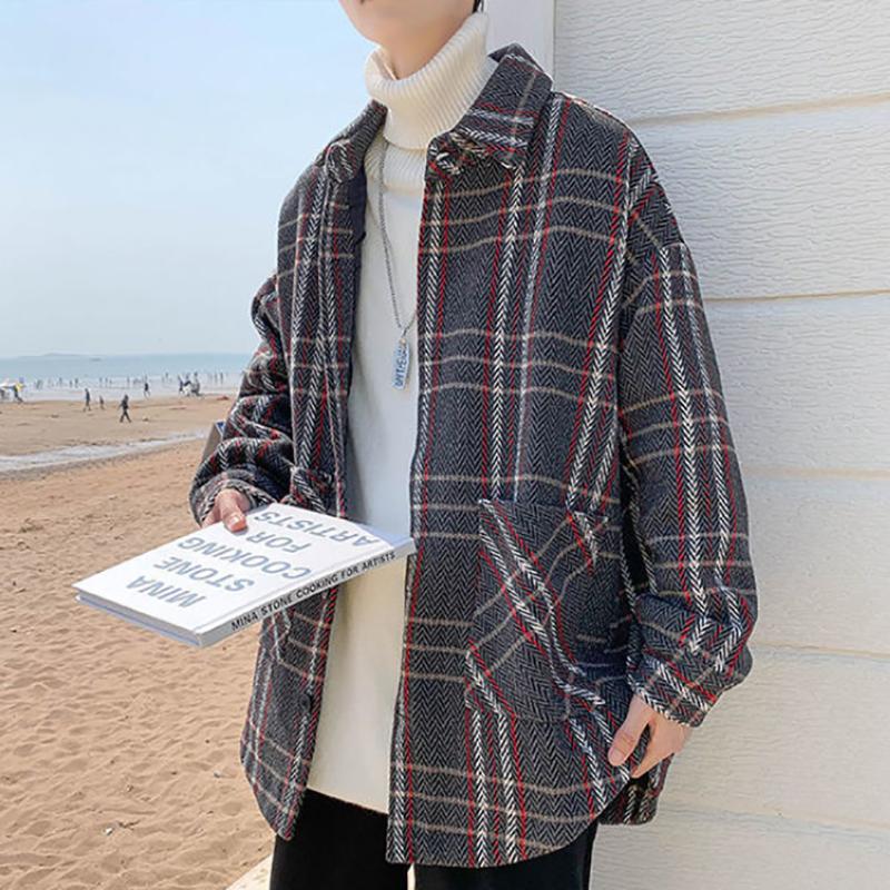 Checked Sweatshirts Men's Autumn and Winter Loose Wild Tide Brand Sweater Korean Style Trendy Sweater