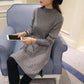 Women Round Collar Warm Pullover Sweater Dress Stripe Knitted Bottoming Shirt Knit Dress
