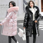 Winter Women's Bright Face Wash-free Down Padded Jacket Korean Style Loose and Thick Mid-length Large Fur Collar Padded Jacket Tide