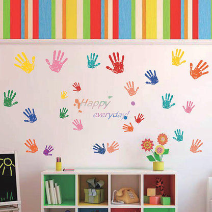 [Wall sticker ]New Diy Colorful Handprint Vinyl Wall Stickers For Kids Rooms Studio Wall Decals Refr