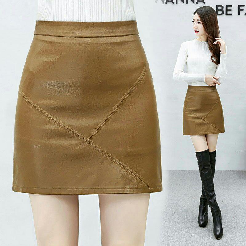 Skirt Womens Sexy Soft PU Leather High Waist Slim Pencil Bodycon Mini Skirt Lady Tight Stretch Skirt