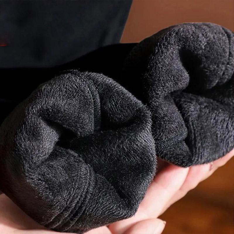 Pure Color All-match Women's Trousers Winter High-waisted Fringe Plus Velvet Thick Trousers To Keep Warm Outer Wear Leggings