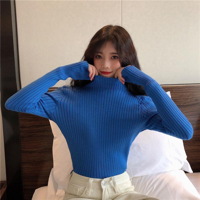 Women Turtleneck Pullover Sweater Inside for Winter Warm Short Slim Jumpers Long Sleeve Basic Tops Knit Sweaters Autumn Winter Thick Bottoming Shirt
