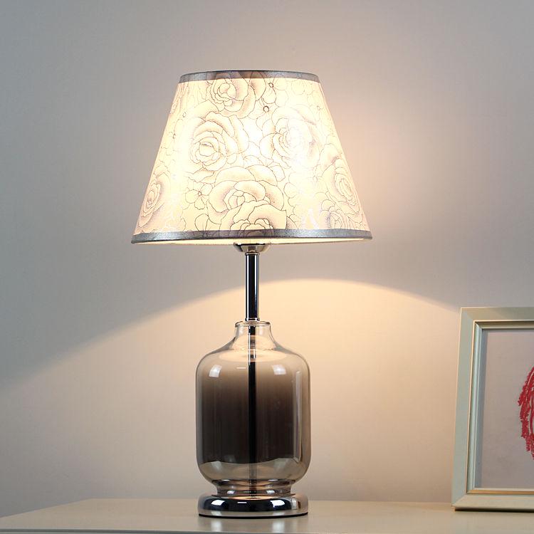 Resin Table Lamp Living Room Button Switch Bedroom Bedside Table Lights Fabric Home Decoration