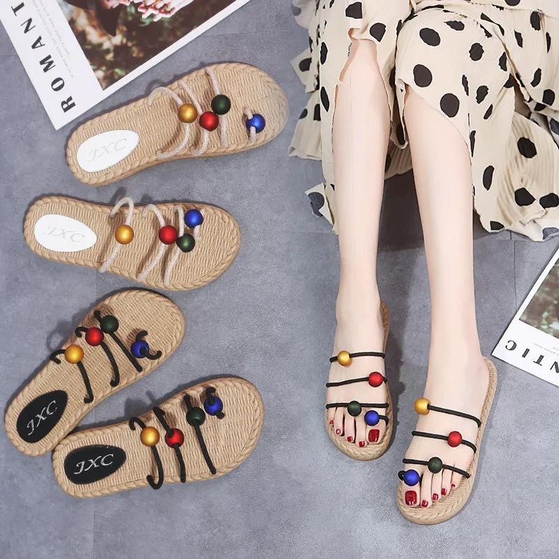 Sandals Female Fairy Spring and Summer Flip Flops Set Toe Flat Beach Slippers Female Sandals