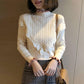 Pofulove Girly Ruffles Neck V-shaped Lace Knitwear Skin-friendly High Elastic Lady Jumper Sweater