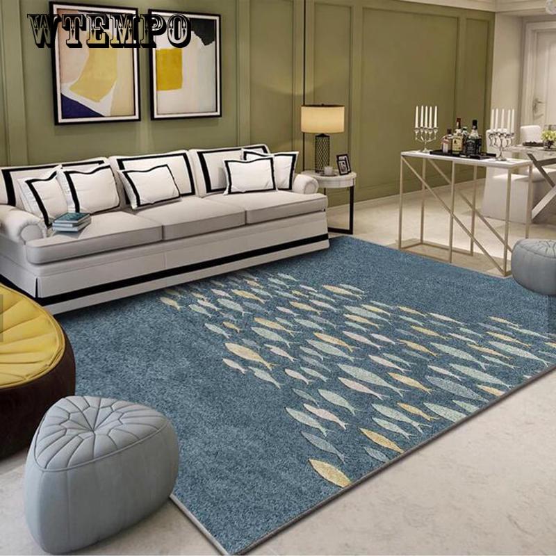 Bedroom Floor Mat Nordic Style Geometric Printed Soft Washable Carpet