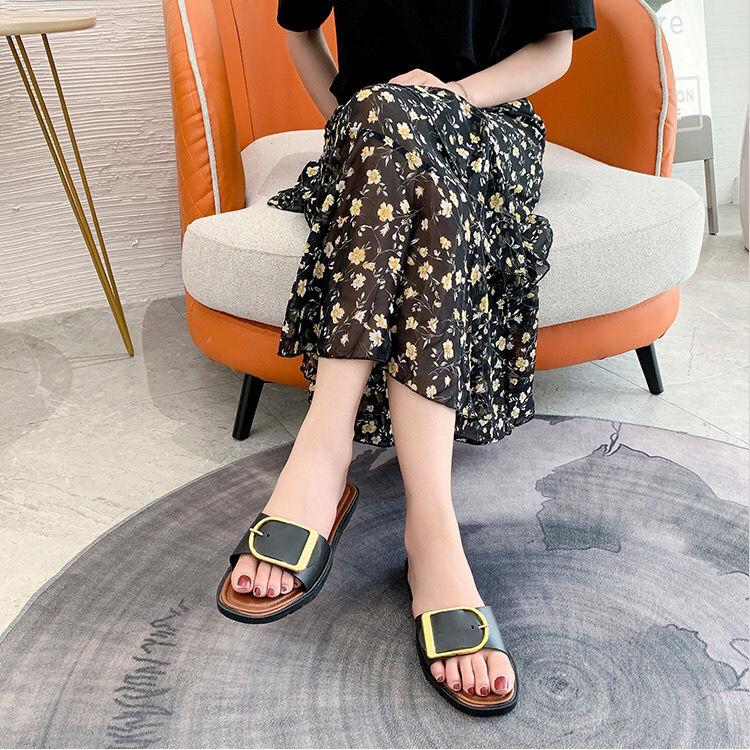 WTEMPO Slippers Women Square Head Flat  Indoor Non-slip  Flip Flop Beach Bedroom Home Go Out One Size too Small