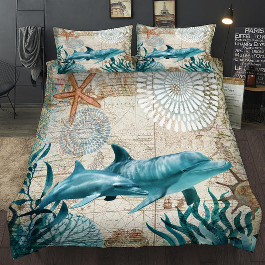 Duvet Cover Fashion 3pcs 3D Dolphin Bedding Set Queen King Size Bedroom Comforter Cover