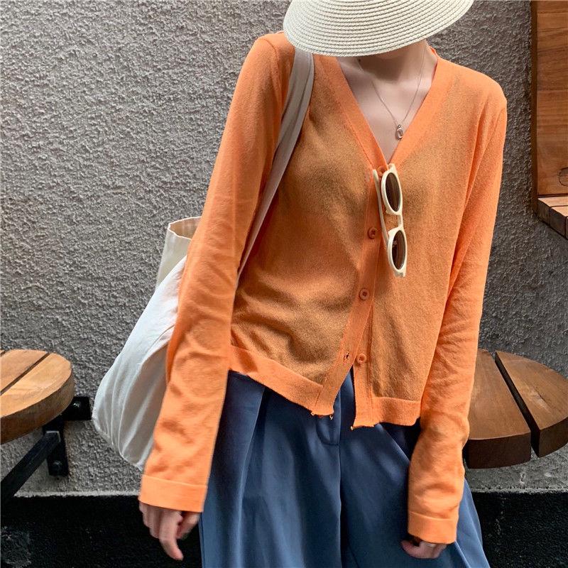 Thin Air-conditioning Shirt Summer Korean Version of Sunscreen Shirt Long Sleeve V-neck Knitted Cardigan Blouse