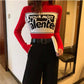 Individual Letters Print Bottoming Shirt Women's Tight Pullover Long-sleeved Wild Sweater