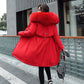 Winter Women's Cotton-padded Jacket Mid-length Large Fur Collar Plus Fleece Down Padded Jacket Padded Coat