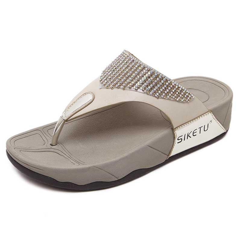 Size35-41 Summer Women Slippers Bohemian Beach Wear-resistant Waterproof Slippers Wedge Platform Leopard Print Sandals Outdoor High Heels Flip Flops
