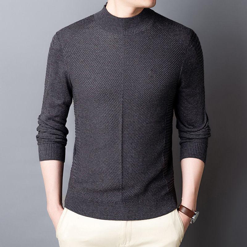 Men's Long-sleeved Knitted Sweater Plus Size Autumn and Winter Warm and Cold Round Neck Bottoming Sweater