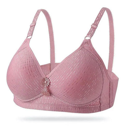 Fashionable Jacquard Thin Breathable Large Size Bra Gather No Steel Ring Full Cup Shape Top Support Anti Sagging Bra