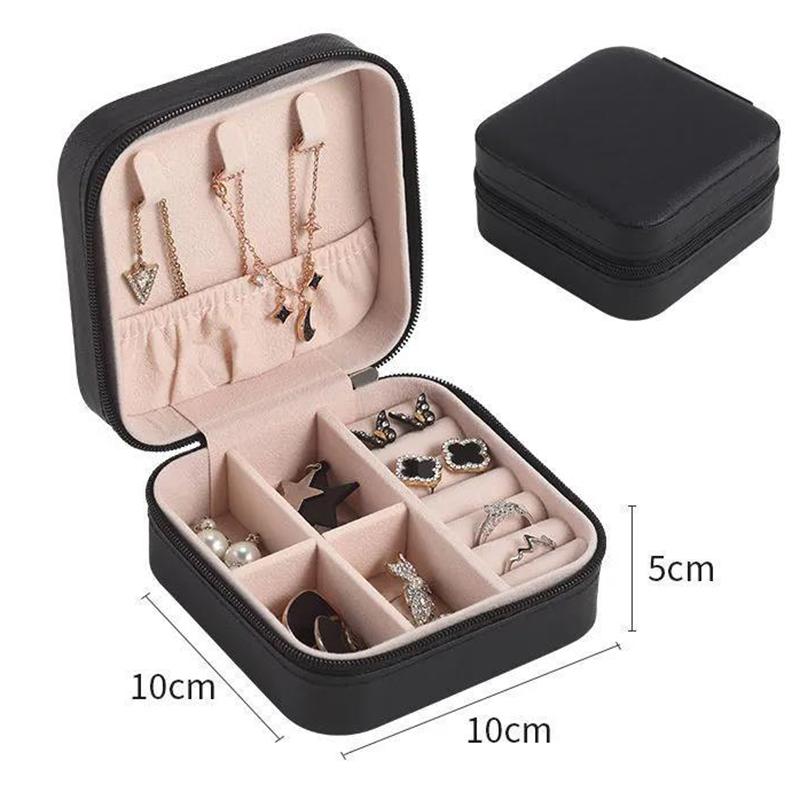 Jewelry Box Travel Comestic Jewelry Casket PU Leather Storage Box Ring Lady Case Portable Jewelry Organizer Necklaces