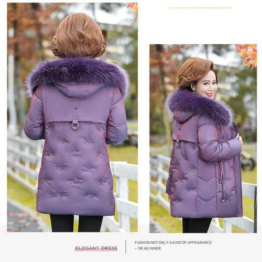 Fashion Middle-aged Mother's Winter Clothes Mid-length Coat Plus Velvet Padded Down Padded Jacket