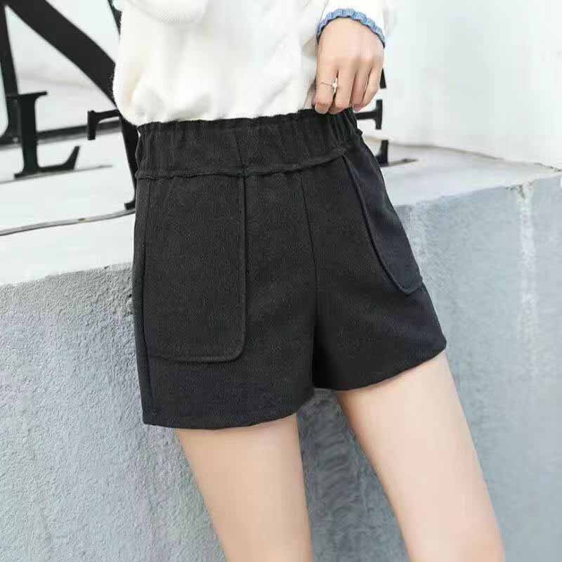 Autumn and Winter Leisure All-match Thick Woolen Shorts for Children Students Korean Loose High-waisted Wide-leg Pants